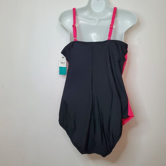 Aqua Green Women's One Piece Swimsuit Swimwear UPF 50+ Pink XL Draped - Picture 6 of 8